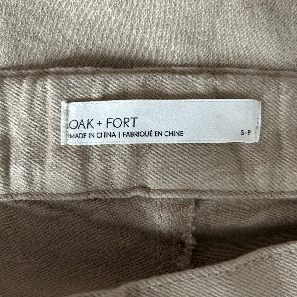 Oak + Fort Wide Leg Twill Pants Beige High Rise Size Small - Picture 7 of 11